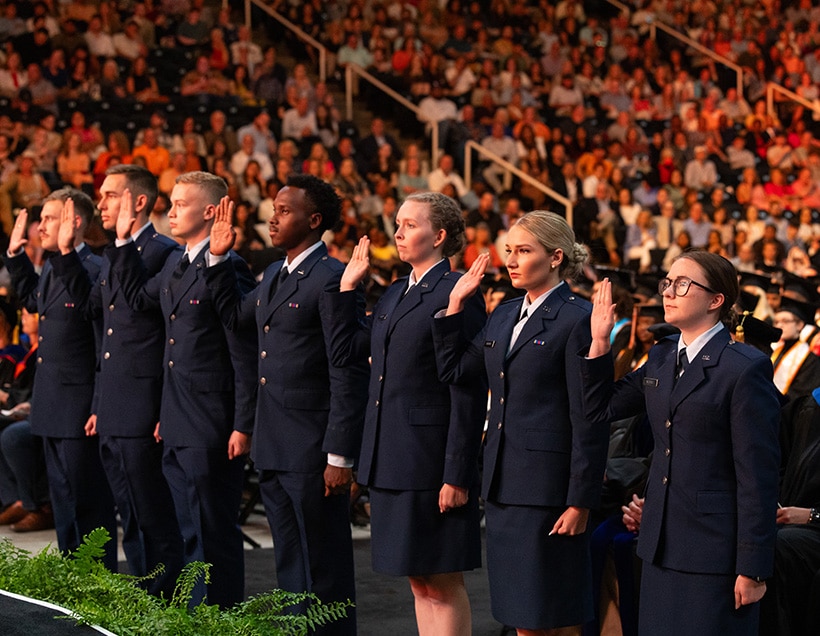 Air Force ROTC cadets during commencement