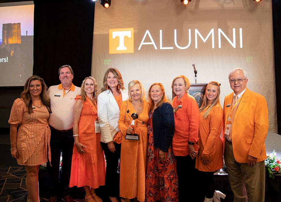 Members of a UT Alumni Chapter pose with their award during the Big Orange Awards Bash