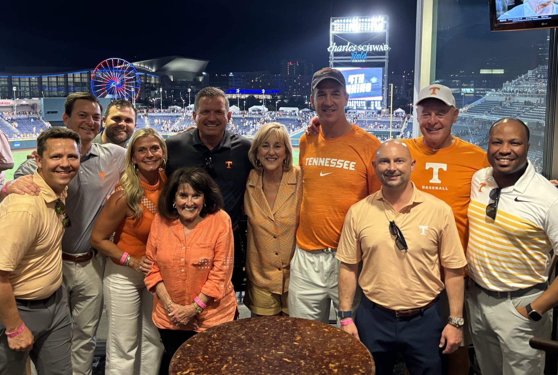 UT Chancellor Donde Plowman, Peyton Manning, and other Vols at the 2024 College World Series