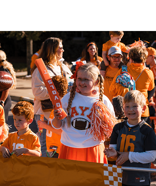 Children during the Little Vol Walk at the Homecoming parade