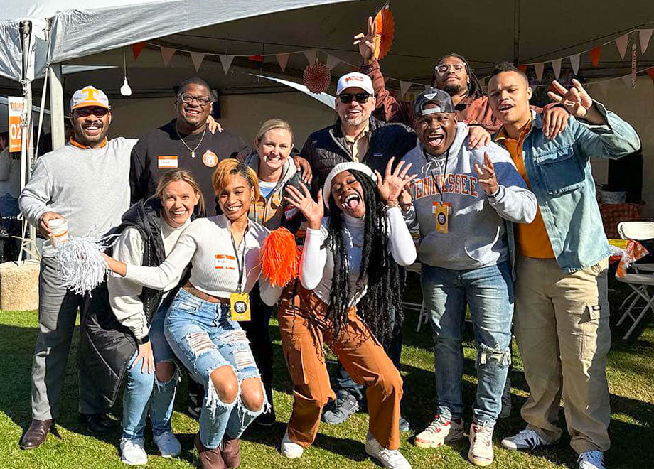 A group of Tennessee fans pose for a photo 