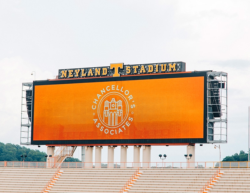 chancellors-assoc-opt-2 The Chancellor's Associates logo on the jumbotron at Neyland Stadium.